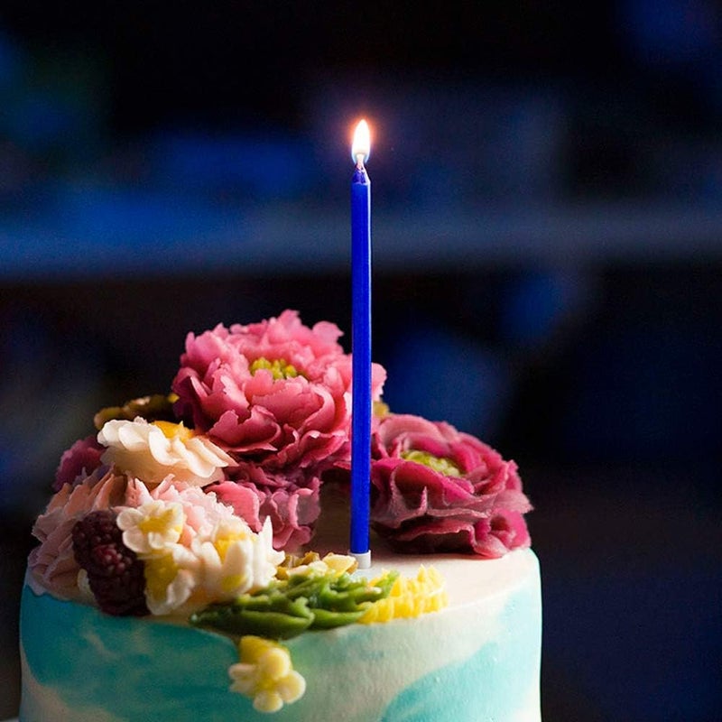 XNOVA 12 Count Long Thin Blue Birthday Cake Candles in Holders for Birthday Wedding Party Cupcake Decorations Tall Candles - Image 5